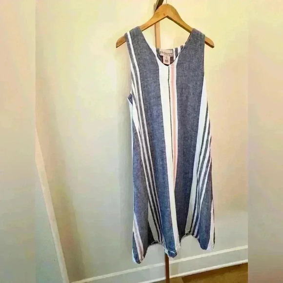 Philosophy Women's Striped Shift Dress M Multicolor Sleeveless Casual Linen - Picture 3 of 10